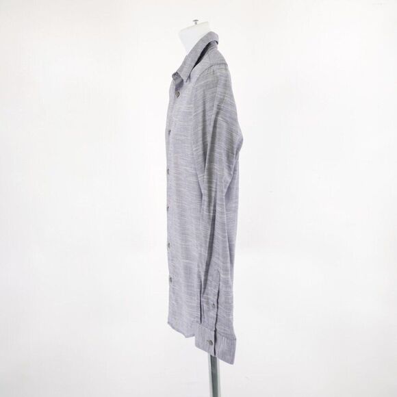 Calvin Klein Medium Heather Gray Cotton Stretch Collared Dress Shirt - Picture 5 of 11